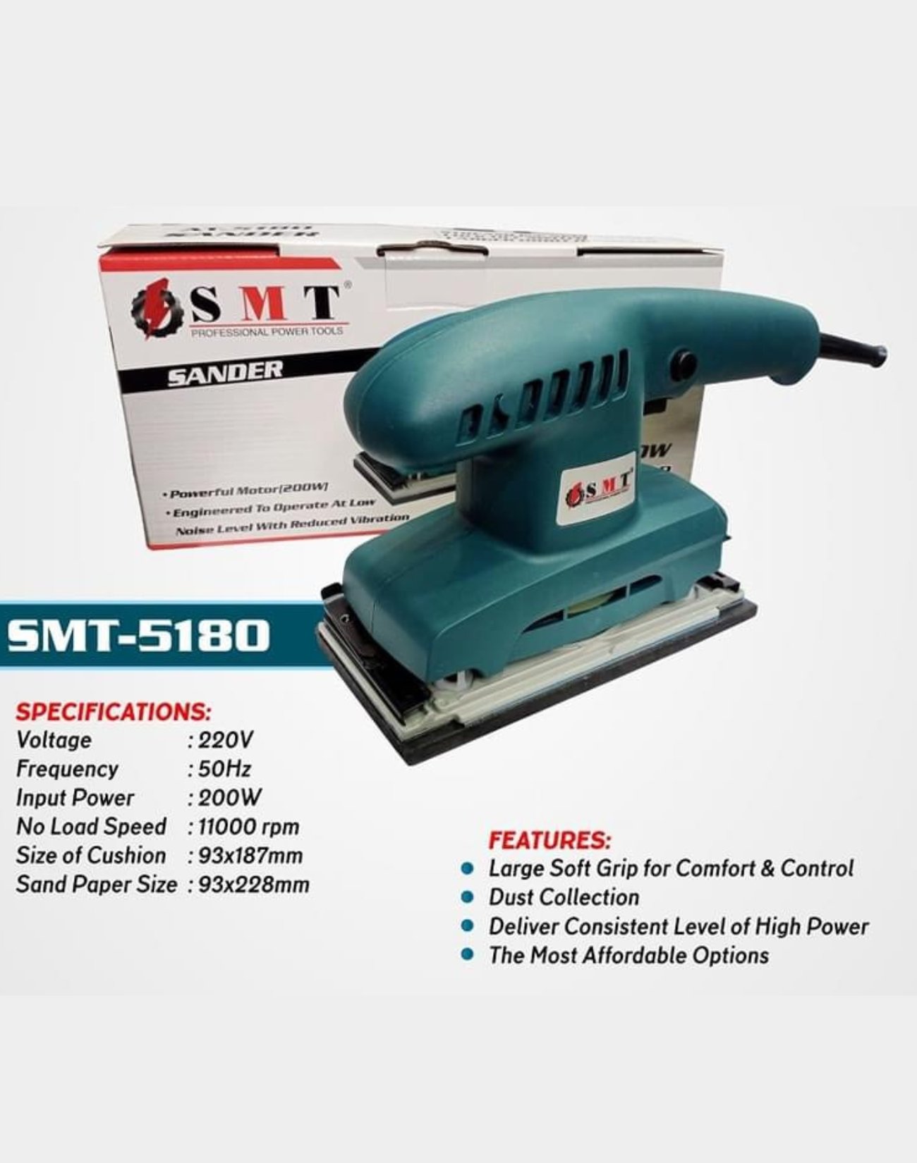SMT 5180 Electric Drywall Orbital Sander 200 W