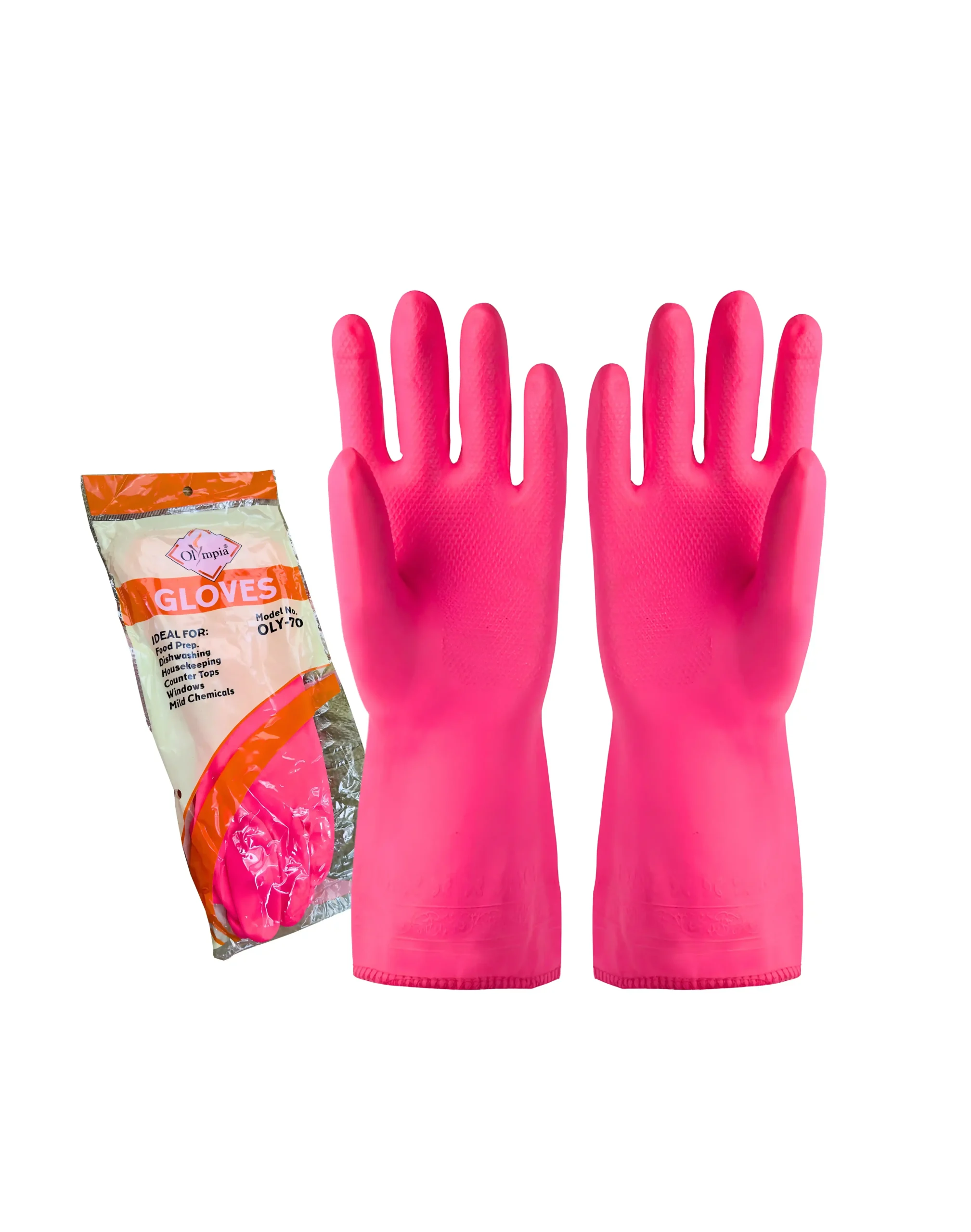 Olympia-70 Household Latex Pink Rubber Gloves